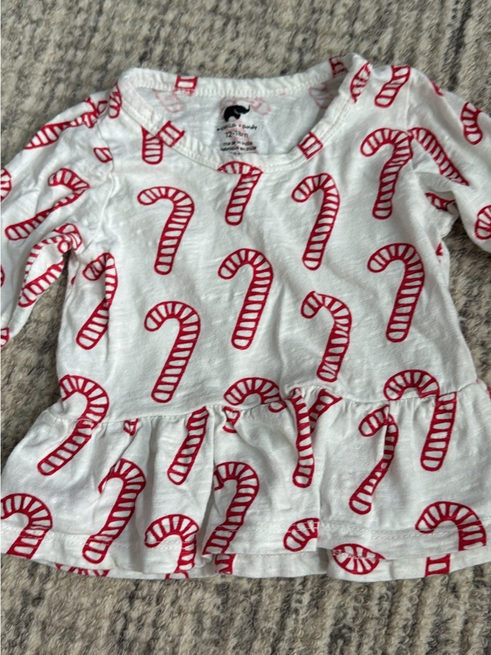 White & Red Candy Cane Peplum Top - Kids